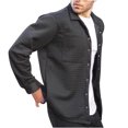 thumbnail image 1 of APEXFWDT Mens Waffle Lightweight Jacket Casual Button Down Shacket Jacket Long Sleeve Solid Color Jacket with Pockets, 1 of 6