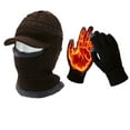 thumbnail image 1 of APEXFWDT Mens Winter Knitted Balaclava Beanie Hat Gloves Socks 3 Gift Set Thermal Fleece-lined Warm Cycling Ski Mask Set, 1 of 2