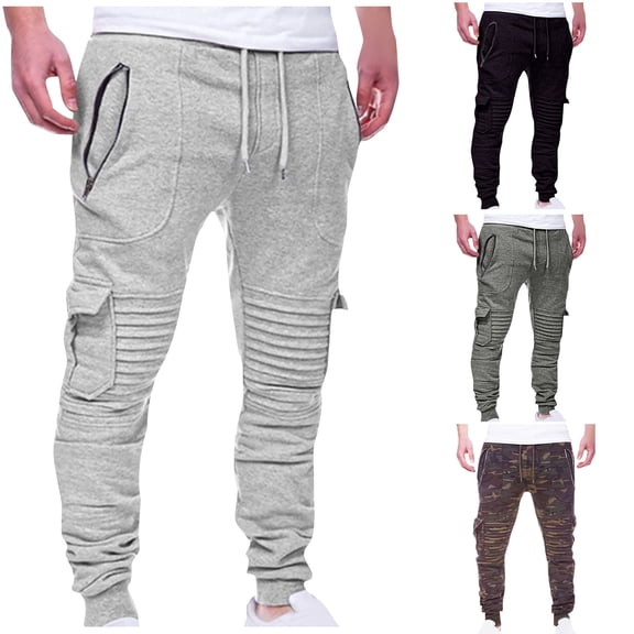 APEXFWDT Mens Zip Joggers Pants Track Sweatpants Big and Tall Slim Joggers Workout Pants for Gym Running and Bodybuilding Athletic Bottom Sweatpants