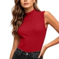 thumbnail image 1 of APEXFWDT Mock Neck Tank Tops Women Ribbed Knit Sleeveless Tops Slim Fit Basic Casual Vest Shirts, 1 of 6