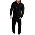 thumbnail image 1 of APEXFWDT Onesie Men's Hooded Jumpsuit Zip Up One Piece Playsuit Jogger Sweatsuit Overall Romper Men Fashion Long Sleeve Jumpsuit Hooded Onesie Sweatsuit, 1 of 5
