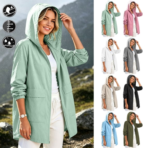APEXFWDT Outdoor Hiking Jacket for Women Quick Dry Lightweight Windbreaker Jacket with Hood Sun Protection Jacket,S,Army Green