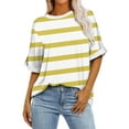 thumbnail image 1 of APEXFWDT Oversized T Shirts for Women Striped Color Block Crewneck Short Sleeve Summer Tops Casual Lightweight Loose Pullover Tops, 1 of 4