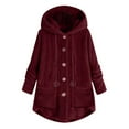 thumbnail image 1 of APEXFWDT Oversized Warm Winter Coats Women Long Sleeve Fuzzy Fleece Jacket Hoodie Casual Button Down Outerwear Coat, 1 of 3