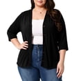 thumbnail image 1 of APEXFWDT Plus Size 3/4 Sleeve Cardigan Womens Loose Fit Lightweight Open Front Cover Ups,XXXXL,Black, 1 of 5