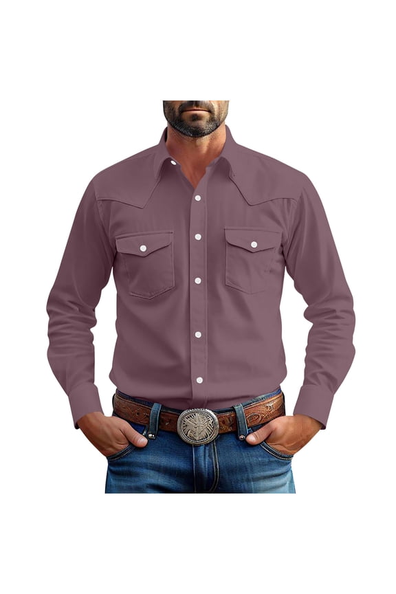 Plus Size Western Shirt for Men S-5X - Long Sleeve Button Down Ranch Shirt Country Music Festival Essential