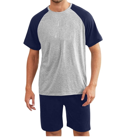 APEXFWDT Prime Day Mens Big and Tall Pajama Set Summer Short Pjs Sleepwear Nightwear Lightweight Soft Comfy 2 Piece Lounge Set L-6XL