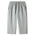 thumbnail image 1 of APEXFWDT Today Men's Long Linen Shorts Big and Tall Below Knee Pocketed 3/4 Summer Drawstring Capri Pant with Zipper Pocket Elastic Waist Casual Shorts, 1 of 4