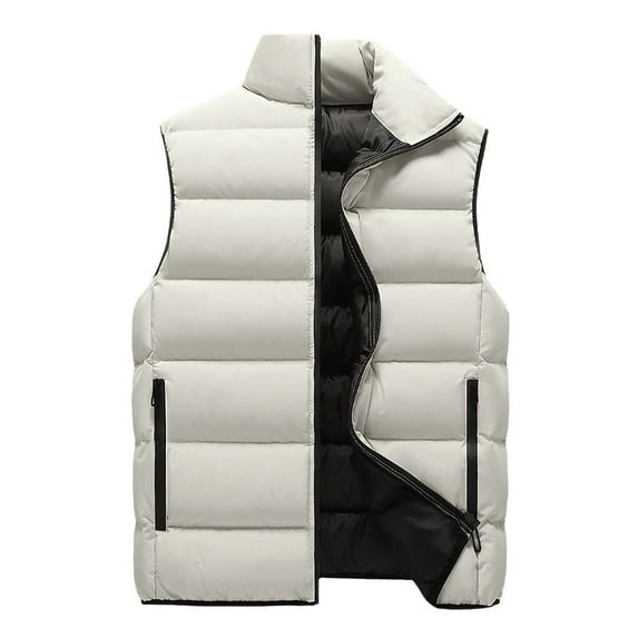 APEXFWDT Puffer Vest Men Big and Tall Winter Padded Vests Lightweight Stand Collar Sleeveless Jacket Outerwear Bubble Zipper Warm Outdoor Warm Vests