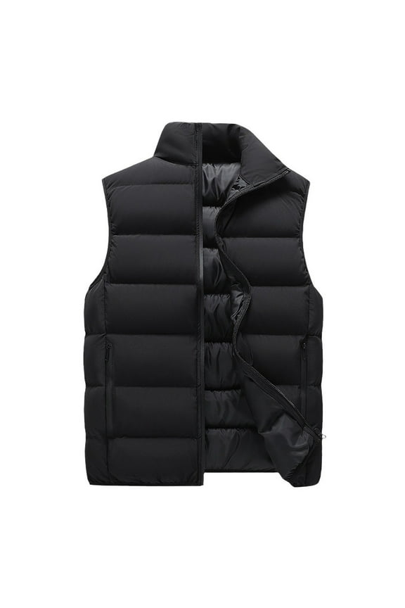 APEXFWDT Puffer Vest Men Big and Tall Winter Padded Vests Lightweight Stand Collar Sleeveless Jacket Outerwear Bubble Zipper Warm Outdoor Warm Vests