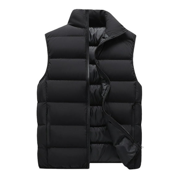 APEXFWDT Puffer Vest Men Big and Tall Winter Padded Vests Lightweight Stand Collar Sleeveless Jacket Outerwear Bubble Zipper Warm Outdoor Warm Vests