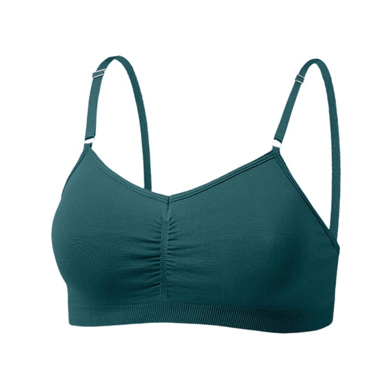 APEXFWDT Ruched Sports Bras for Women Spaghetti Strap Wireless Bras Lightly Padded No Underwire Everyday Bralettes