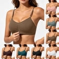 thumbnail image 1 of APEXFWDT Ruched Sports Bras for Women Spaghetti Strap Wireless Bras Lightly Padded No Underwire Everyday Bralettes, 1 of 4