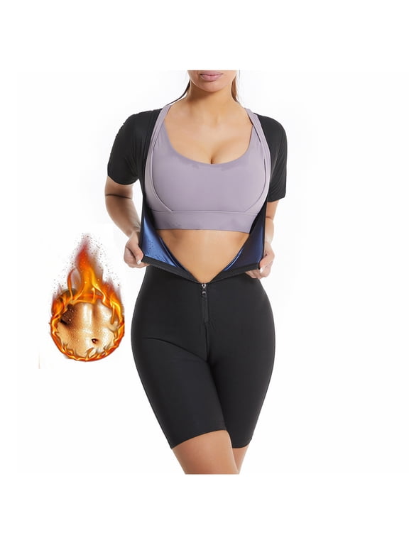 APEXFWDT Sauna Sweat Shorts for Women High Waisted Thermo Waist Trainer Slimming Leggings Pants Body Shaper Compression Workout Body Shaper Thighs