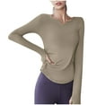 thumbnail image 1 of APEXFWDT Seamless Workout Shirts for Women Long Sleeve Slim Fit Yoga Tops Sports Running Shirt Breathable Athletic Top M,Khaki, 1 of 4