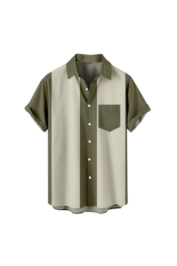 Shirt Mens Short Sleeve Button Down Vintage Bowling Shirts Big and Tall Casual Hawaiian Beach Shirt With Pocket Summer Regular Fit Tops S-4XL