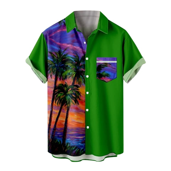 APEXFWDT Shirt Mens Short Sleeve Button Down Vintage Bowling Shirts S-4XL,Big and Tall Casual Hawaiian Printed Beach Shirt With Pocket Summer Regular Fit Tops
