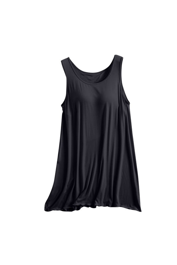 APEXFWDT Sleepwear Nightgowns for Women Built in Shelf Bra Casual Padded Full Slips Under Dresses Sleep Shirts Soft Sleeveless Night Shirts