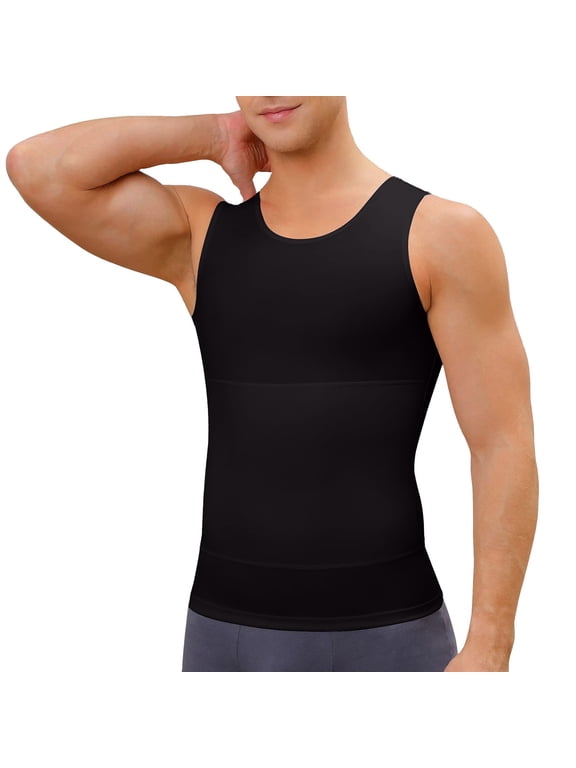APEXFWDT Compression Shirt Men Slimming Undershirt Body Shaper Tank Top, Shapewear Tummy Control Mens Body Shaper