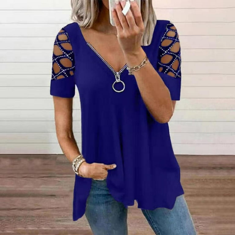 Stylish shoulder cut tops hot sale