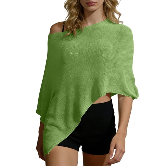 APEXFWDT Summer Ponchos for Women Lightweight Mesh Sheer Cover Up Off the Shoulder Cape Top Vacation Outfits