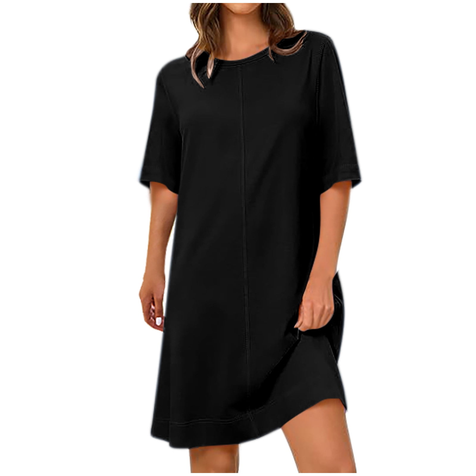 Ladyful Women's Summer A-Line Mini Dress - Cap Sleeve, Crewneck, Athletic Sundress With Pockets - View #10