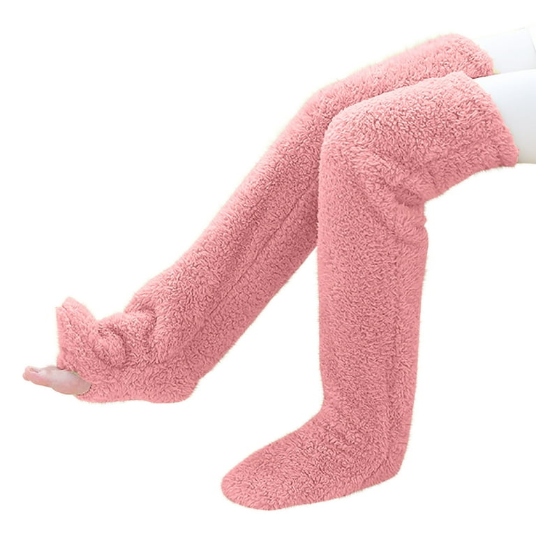 APEXFWDT Teddy Legs Socks Over Knee High Fuzzy Plush Slipper Stockings Long Leg Warmers Winter Home Sleeping Plushwarmth Long Socks