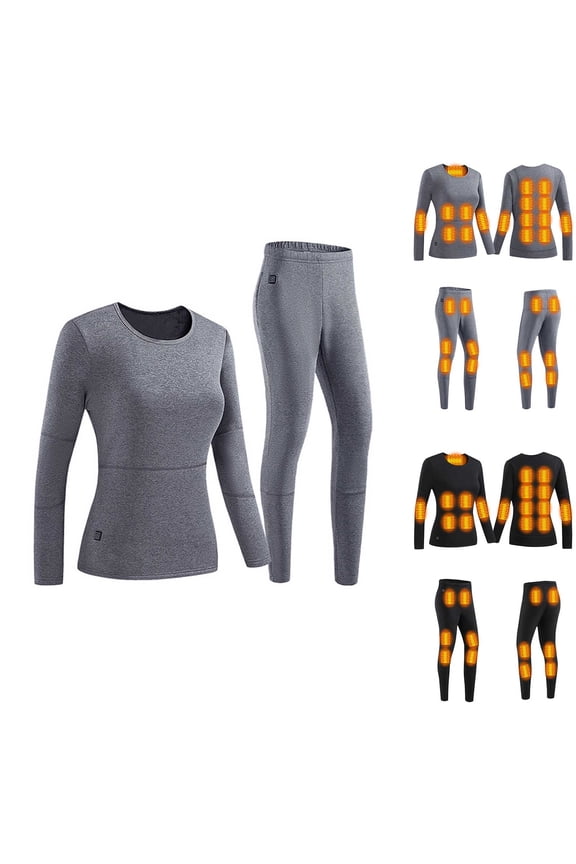 APEXFWDT Thermal Underwear Set Women Plus Size Heated Long Underwear Johns Base Layer Sets with 22 Heating Areas for Home Indoors, Outdoors, Sports