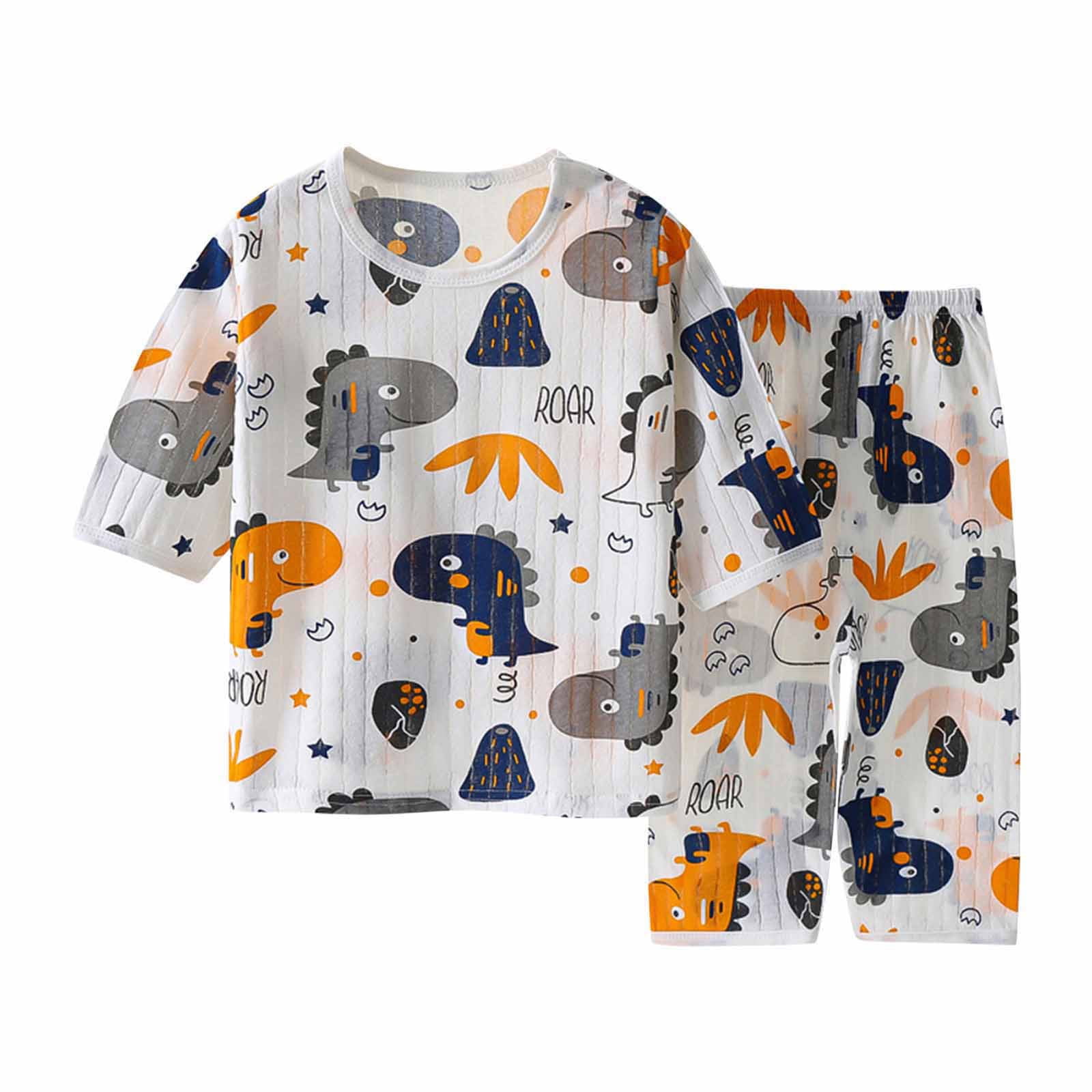 GYRATEDREAM Unisex Toddler Baby Summer Short Pajamas 2 Piece Sets Boys Girls Snug Fit Glow In Pjs Clothes Kids Sleepwear Outfits Dail