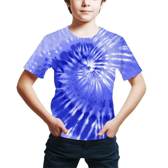 APEXFWDT Toddler Boys Tie Dye T-Shirt Kids Boys Colorful Short Sleeve Shirts Teens Casual Crewneck Cotton Tee Tops Size 4-16