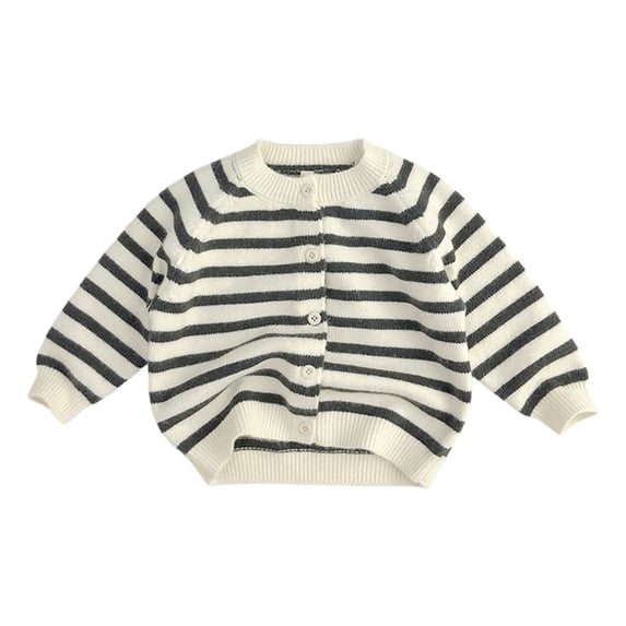 BFHHYA Toddler Girls Boys Striped Knit Cardigan Kid Unisex Raglan Sleeve Button-Down Long Sleeve Winter Sweater Cardigan (3-9 Years)