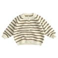 thumbnail image 1 of BFHHYA Toddler Girls Boys Striped Knit Cardigan Kid Unisex Raglan Sleeve Button-Down Long Sleeve Winter Sweater Cardigan (3-9 Years), 1 of 6