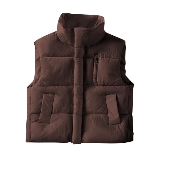 BFHHYA Toddler Kid Puffer Vest Girls Boys Lightweight Zip-Up Stand Collar Sleeveless Coat Thickened Warm Winter Vest with Pockets (3-12 Years)