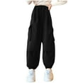 thumbnail image 1 of BFHHYA Tween Girls' Cuffed Cargo Joggers Kid Casual Loose Drawstring Elastic Waist Pants Lightweight Active Pants (5-16 Years), 1 of 7