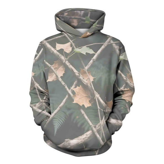 APEXFWDT Unisex Hooded Sweatshirt for Women Men Long Sleeve Camo Leaf Print Pullover Drawstring Fall Top for Couples Matching,XXL,B