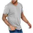 thumbnail image 1 of APEXFWDT V Neck T Shirts for Men Casual Stylish Short Sleeve Shirts Fitted Stretch Tees Mens Lightweight Summer T-Shirts，XXXL,Gray, 1 of 5