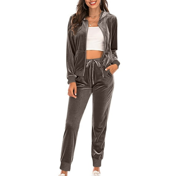 APEXFWDT Velour Tracksuit Womens 2 Pieces Joggers Outfits Jogging Sweatsuits Set Soft Sports Sweat Suits Pants