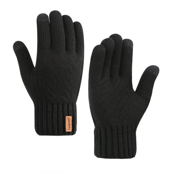 APEXFWDT Winter Gloves for Men, Touch Screen Texting Warm Gloves with Thermal Soft Knit Lining,Elastic Cuff for Men Cold Weather Glove for Running Driving Hiking