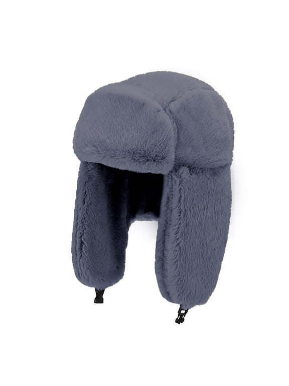 APEXFWDT Winter Trapper Hat for Men Women, Fluffy Ushanka Trooper Hat Hats for Hunting Skiing Warm Ski Hats with Ear Flap