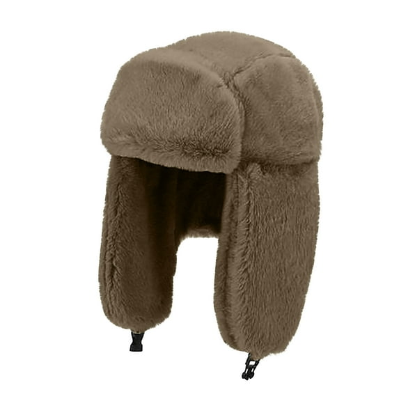 APEXFWDT Winter Trapper Hat for Men Women, Fluffy Ushanka Trooper Hat Aviator Hats for Hunting Skiing Warm Ski Hats with Ear Flap