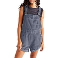 thumbnail image 1 of APEXFWDT Women Corduroy Short Overalls Romper Jumpsuit Casual Adjustable Straps Cute Plain Overall With Pockets Fashion Cuffed Shorts Jumpsuit, 1 of 8