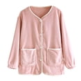 thumbnail image 1 of APEXFWDT Women Fleece Bed Jacket Button Front Long Sleeve House Coat with Pockets Loungewear, 1 of 7