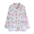 thumbnail image 1 of APEXFWDT Women Floral Fleece Bed Jacket Notch Collar Button Front Long Sleeve House Coat with Pockets Soft Warm Sleepwear Loungewear Top, 1 of 2