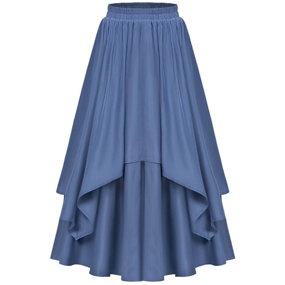 APEXFWDT Women Renaissance Layered Long Skirt Elastic High Waist Tiered Skirt Victorian Flowy Long Skirts for Women
