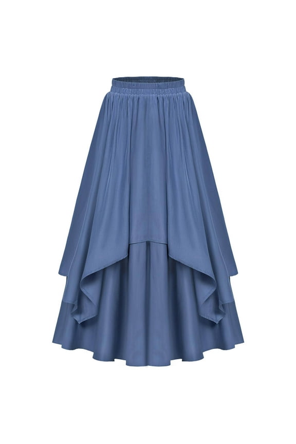APEXFWDT Women Renaissance Layered Long Skirt Elastic High Waist Tiered Skirt Victorian Flowy Long Skirts for Women