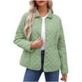thumbnail image 1 of APEXFWDT Women Snap‑Front Diamond Quilted Coat Collared Lightweight Padded Jacket Casual Fall Layering Outerwear with Hand Pockets, 1 of 8