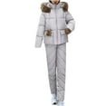 thumbnail image 1 of APEXFWDT Women Snow Suit 2 Piece Winter Outfits Ski Suits Hooded Quilted Jacket Pants Set Puffer Coat and Pants for Skiing Matching Set Gray XXL, 1 of 5
