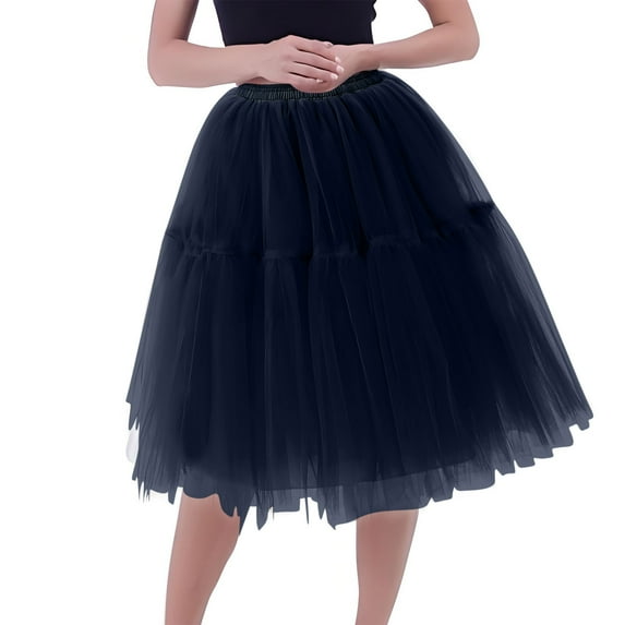 APEXFWDT Women Tulle Skirt Adult Layered Pleated Tutu Skirt A Line Knee Length Petticoat Girl Prom Party Skirt Tutus for Women