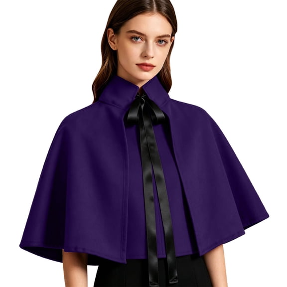 APEXFWDT Women Victorian Gothic Short Cape Renaissance Medieval Steampunk Capelet Stage Theater Medieval Cloak