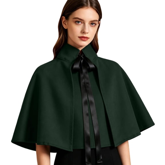 APEXFWDT Women Victorian Gothic Short Cape Renaissance Medieval Steampunk Capelet Stage Theater Medieval Cloak